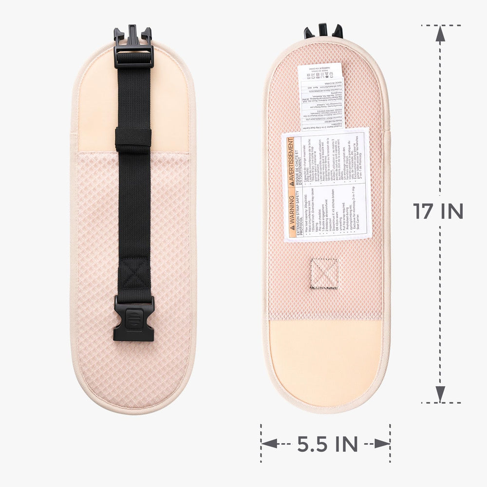 Plus size friendly belt extender enhances close, secure baby contact.