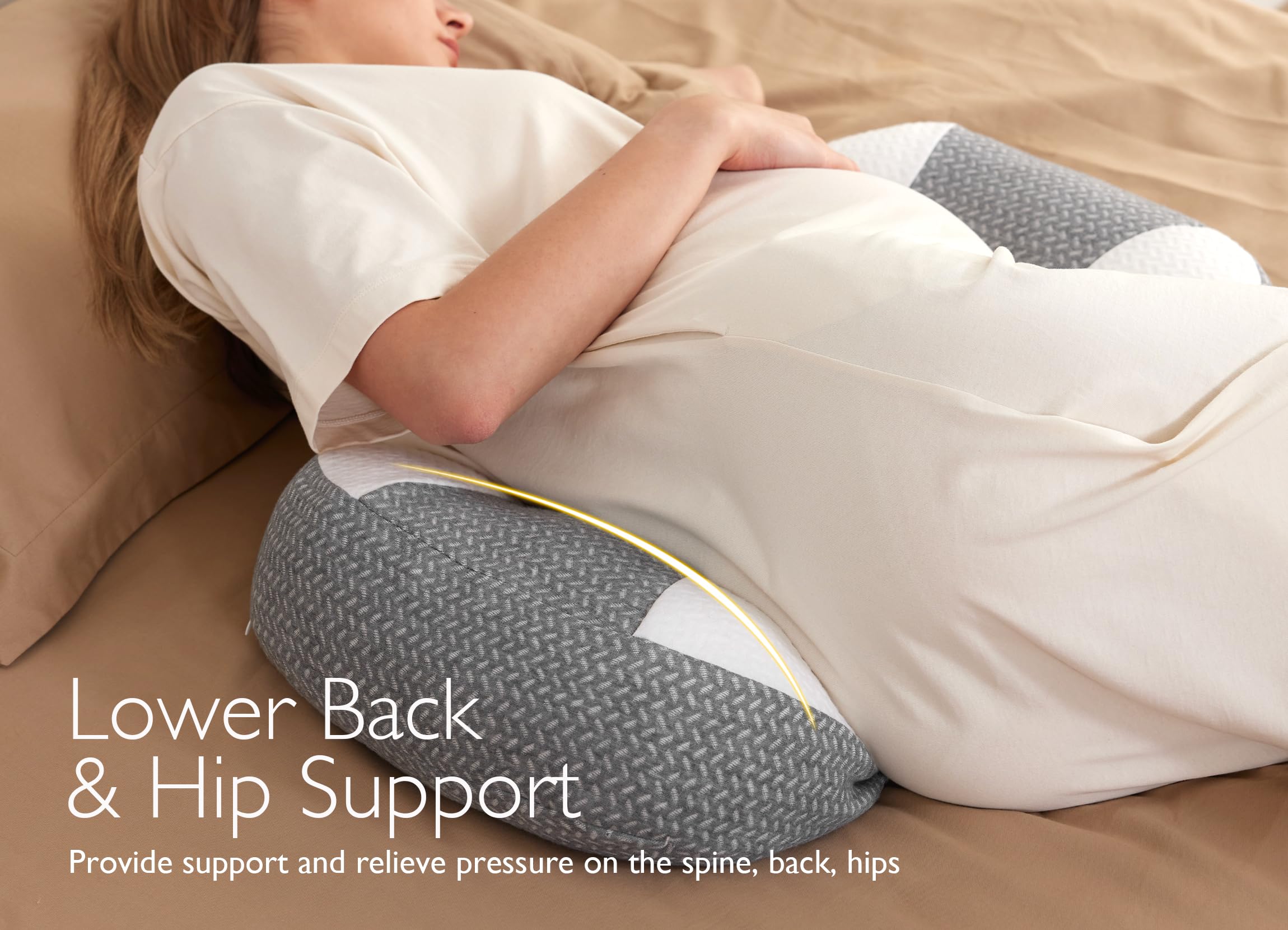 Momcozy Plus W-Shape Pillow with a machine-washable cover for simple care.