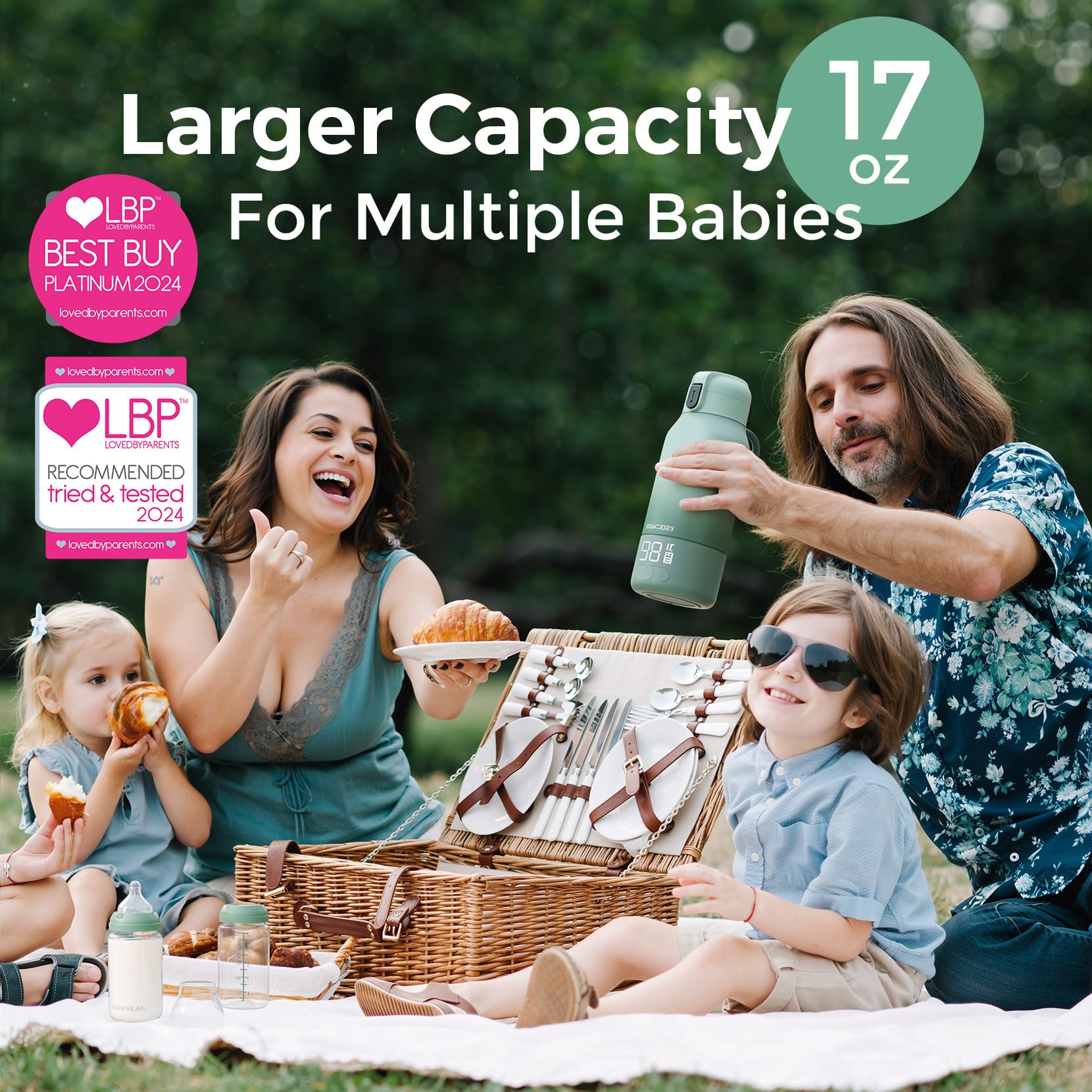 Momcozy 17oz capacity milk warmer ready for multiple feedings