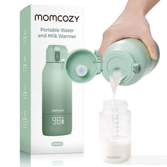 Momcozy portable milk warmer side view showing travel-friendly design