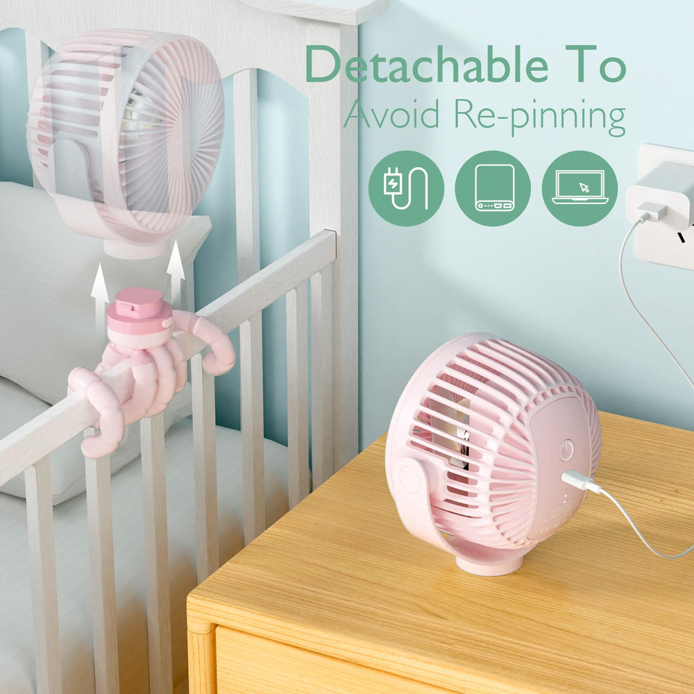 Momcozy durable tripod provides flexible positioning for stroller, crib, or desk.