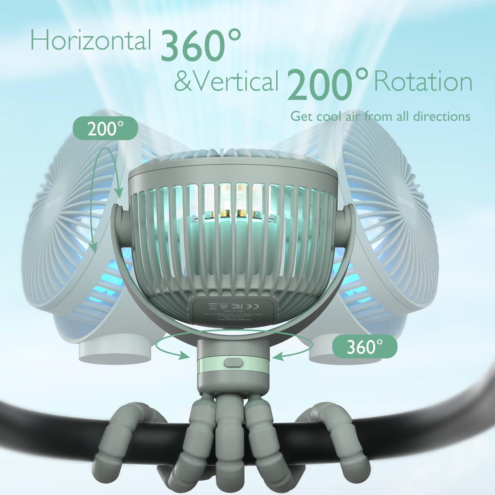 Momcozy stroller fan clips easily onto strollers and car seats.