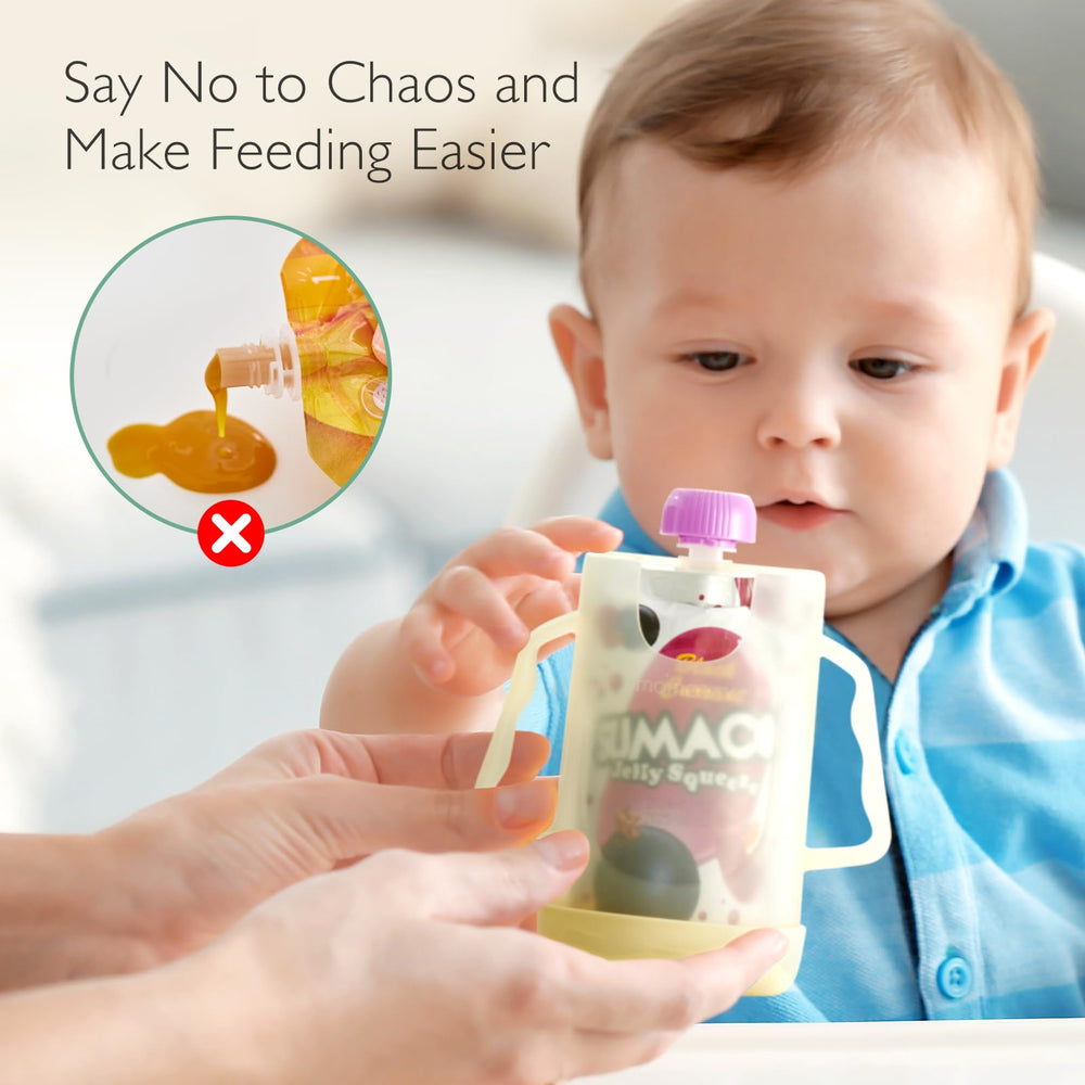 Momcozy pouch holder used upright or flipped to stay secure during feeding.