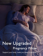 Momcozy pillow in bed demonstrates full-body support for side sleeping