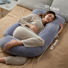 Momcozy pregnancy pillow side-sleep position demonstrates versatile comfort options.