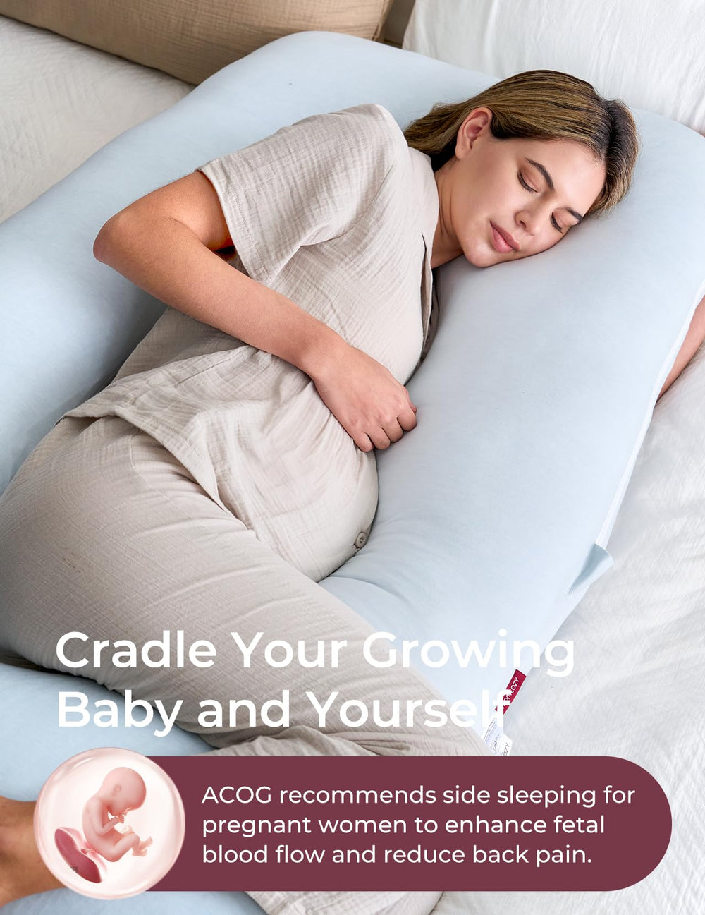 Momcozy light-blue design complements calm bedroom aesthetics.