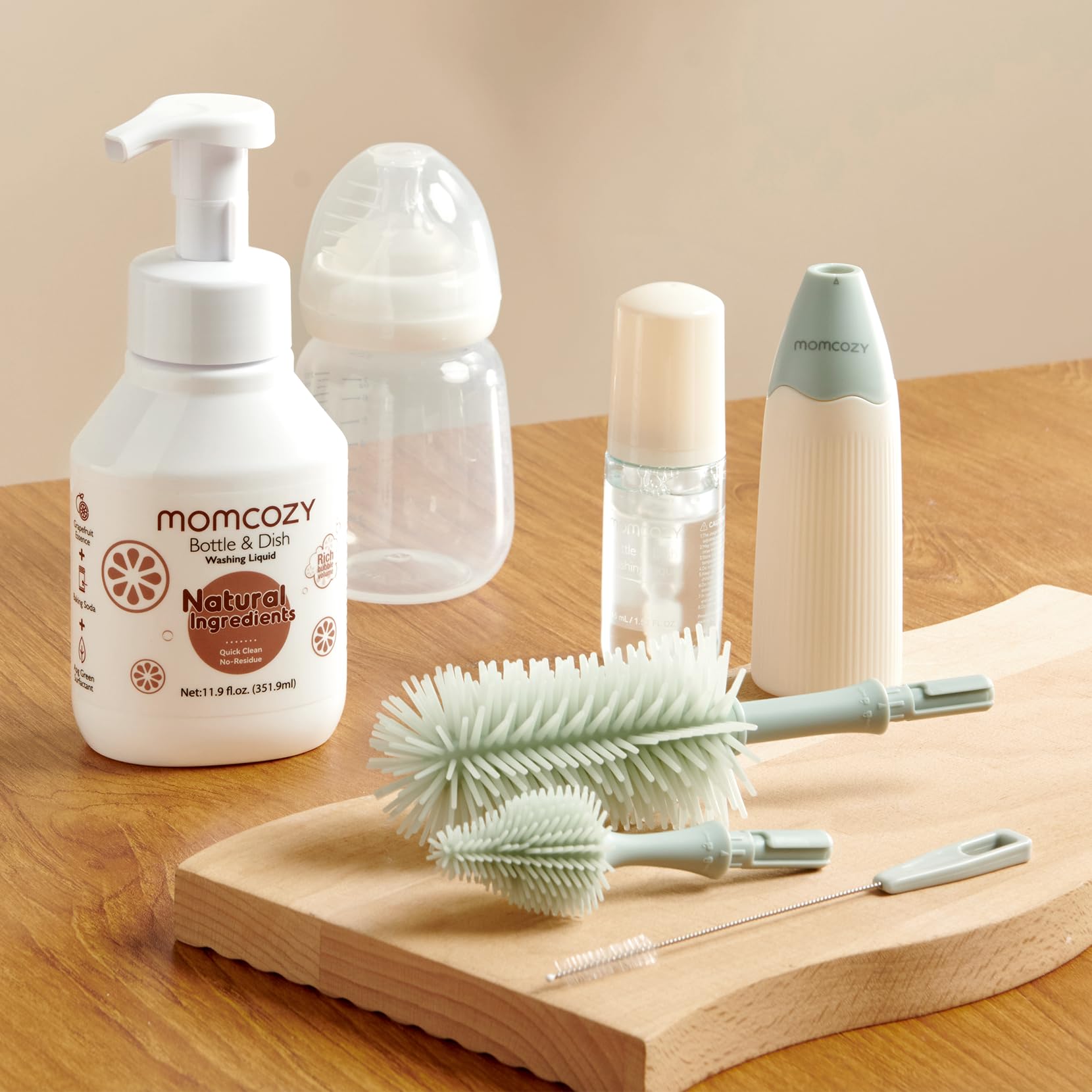 Fits with Momcozy Press Foaming Clean Bottle Brush Set for seamless cleaning