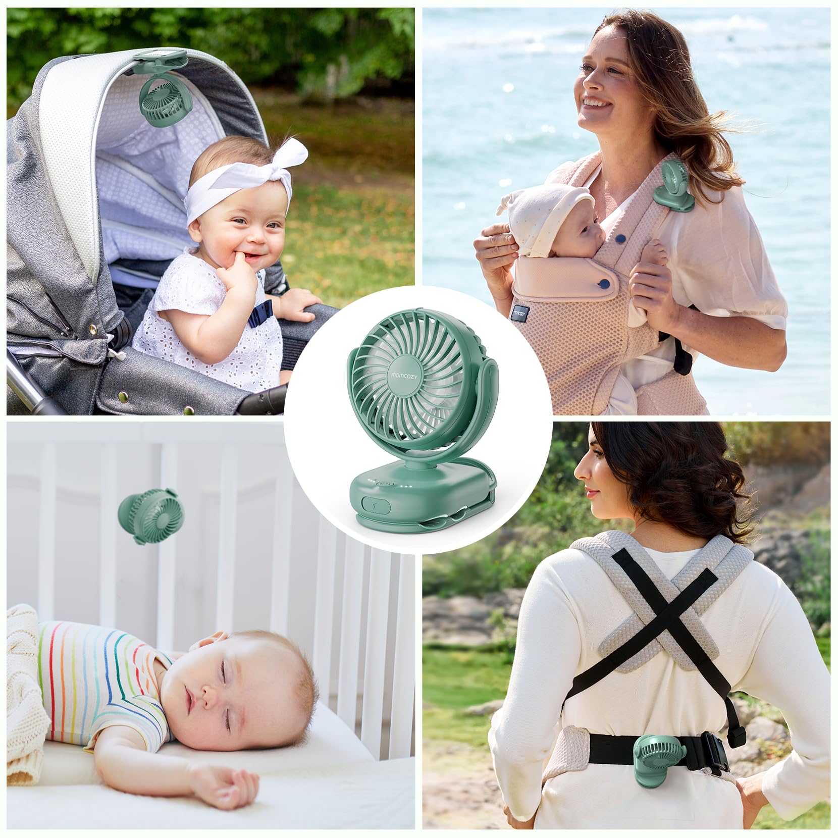 Momcozy rechargeable fan with 2000mAh battery for long-lasting breeze