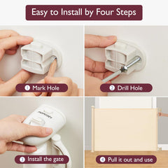 Momcozy gate extended to 71 inches, covering a wide opening