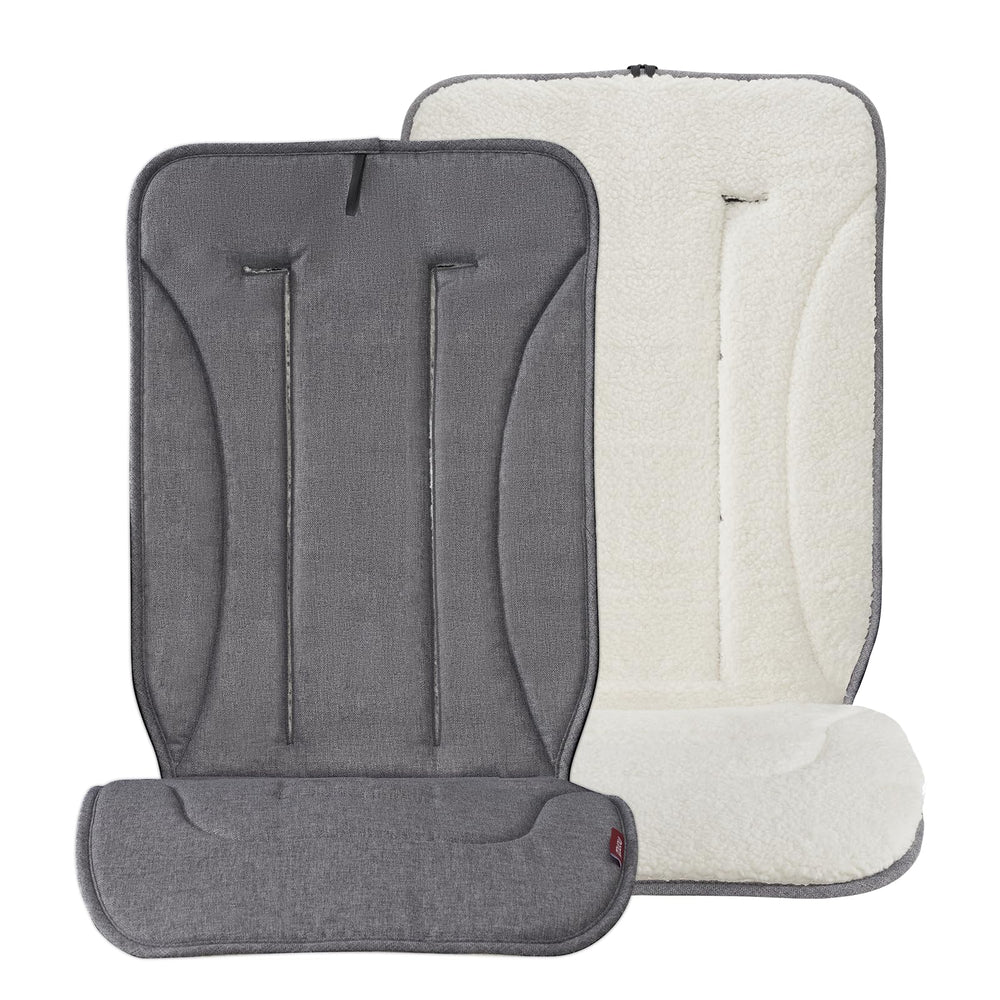 Momcozy reversible stroller cushion winter side delivers warm comfort for cold days.