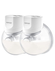 Momcozy S12 Pro wearable pump in bra for hands-free pumping during daily activities.