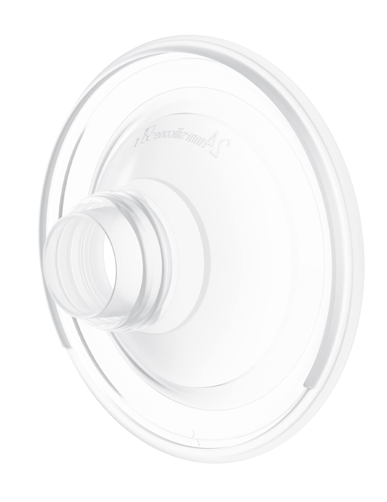 Close-up of 24mm Momcozy flange showing safety-focused BPA-free silicone material