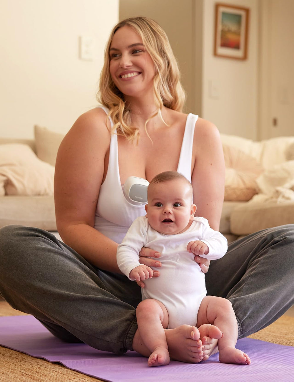 Momcozy S9 Pro in use for on-the-go pumping.