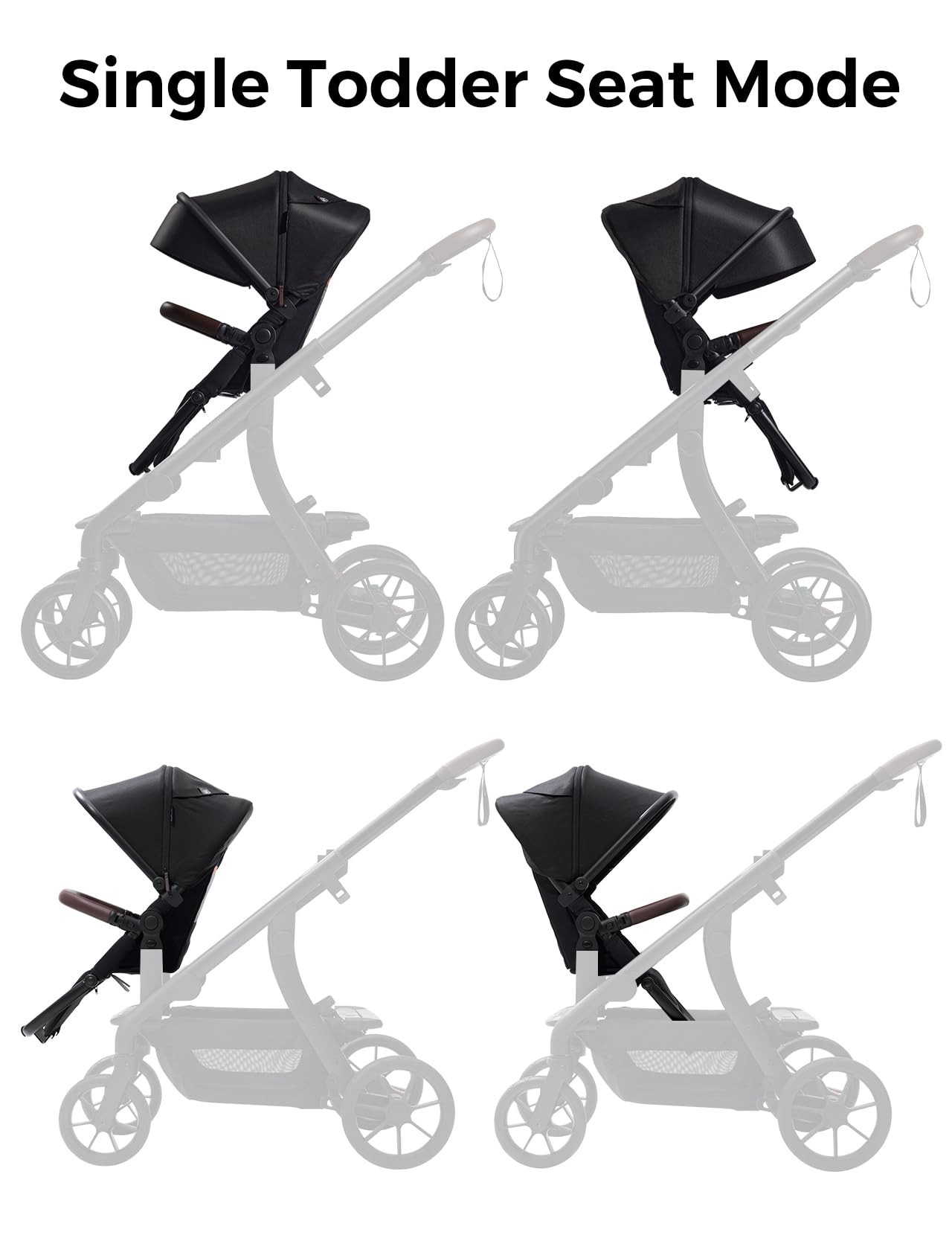 Leather bumper bar on the second seat provides secure hold and a premium feel.