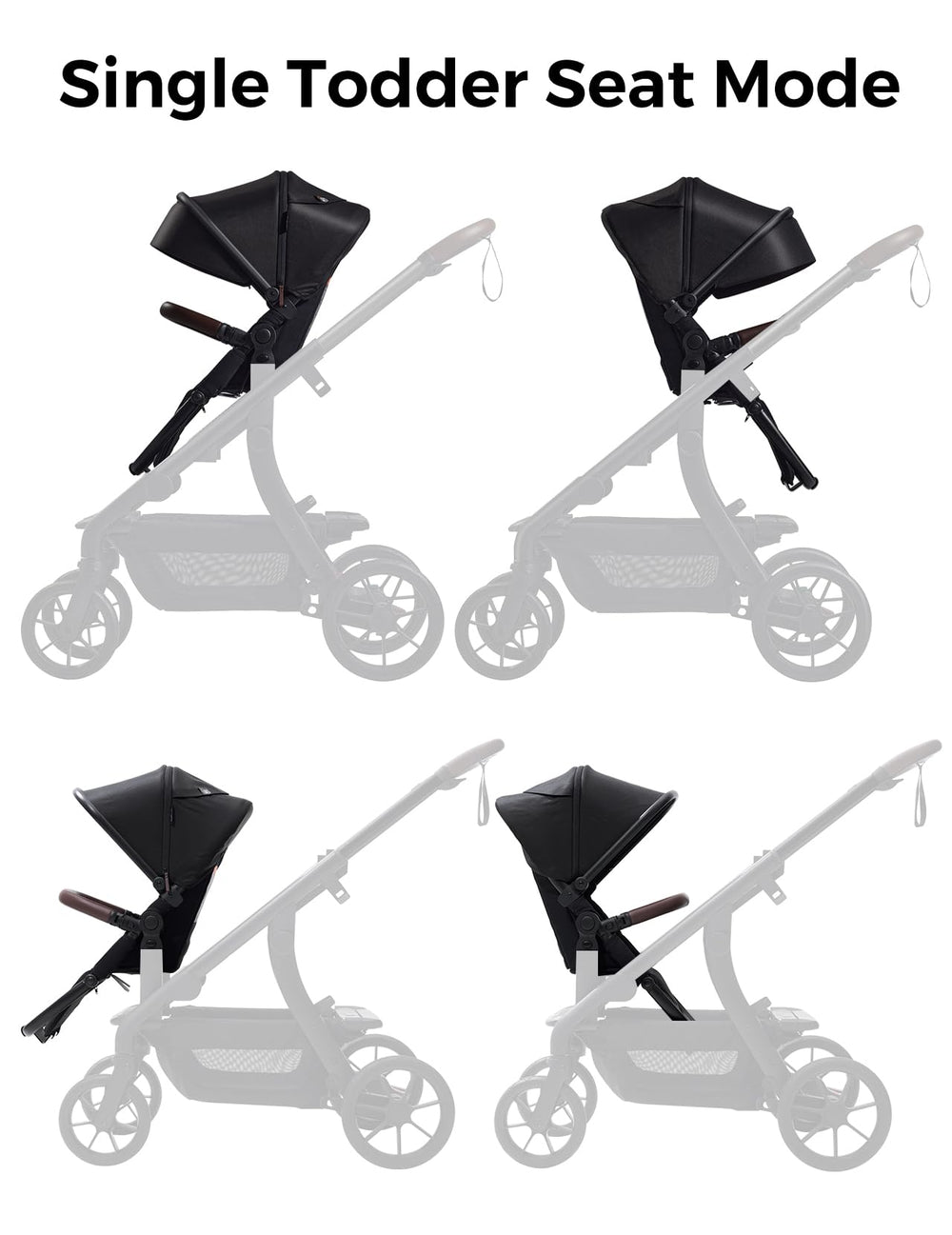 Leather bumper bar on the second seat provides secure hold and a premium feel.