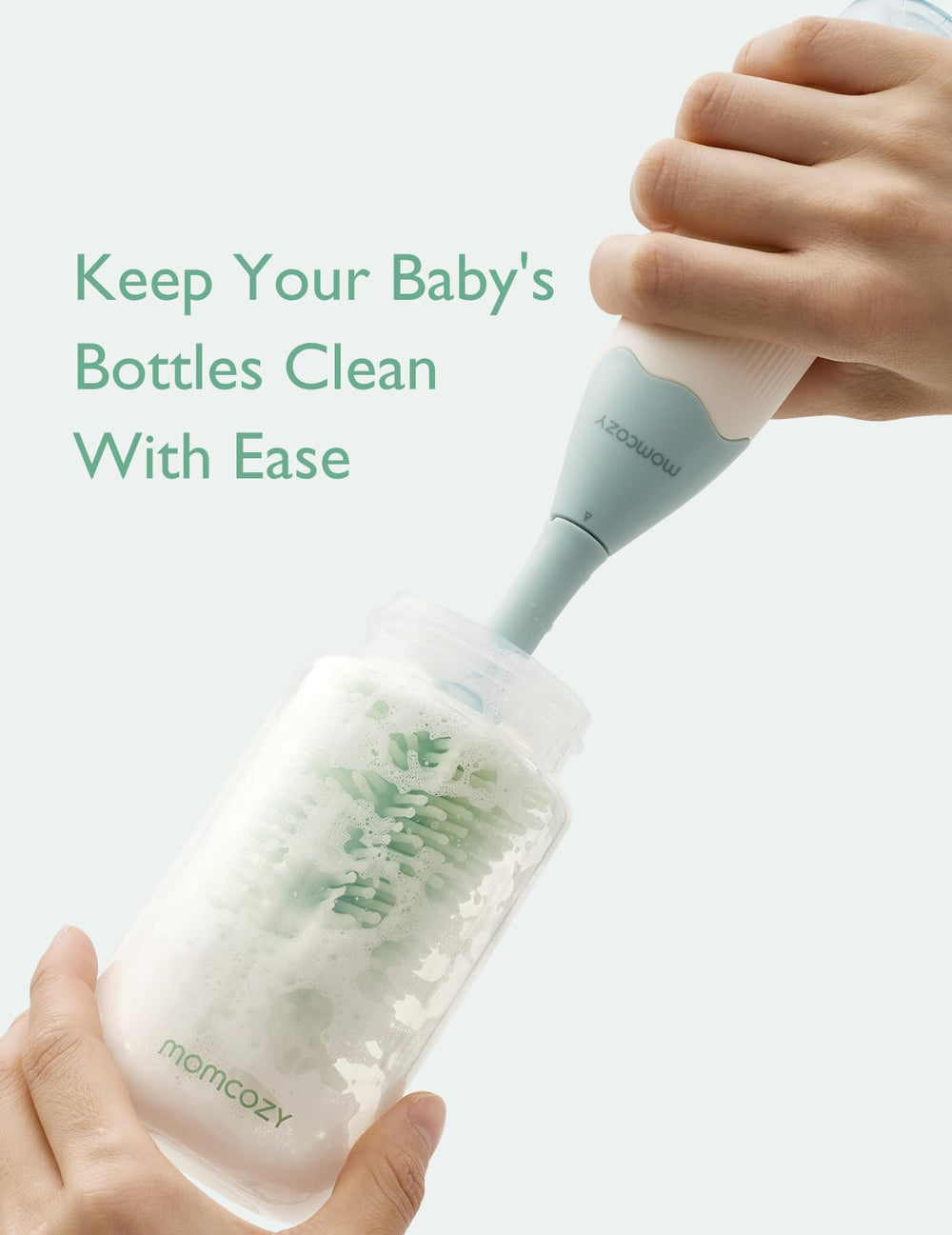 Momcozy silicone tube brush cleans narrow openings like straws