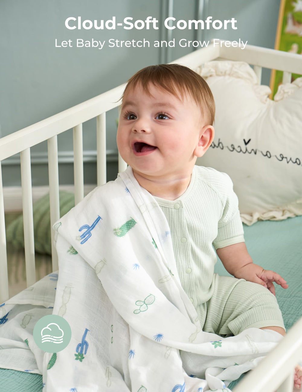Momcozy Soft Breathable Fabric, keeps baby comfortable during naps.
