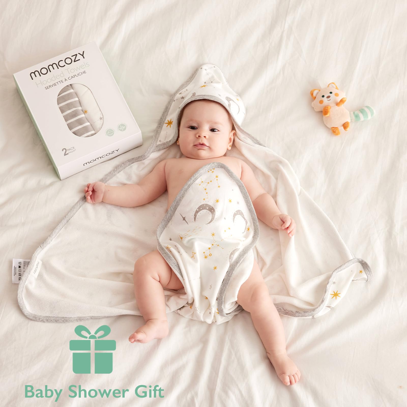 Momcozy Soft viscose cotton hooded towel feels silky on skin
