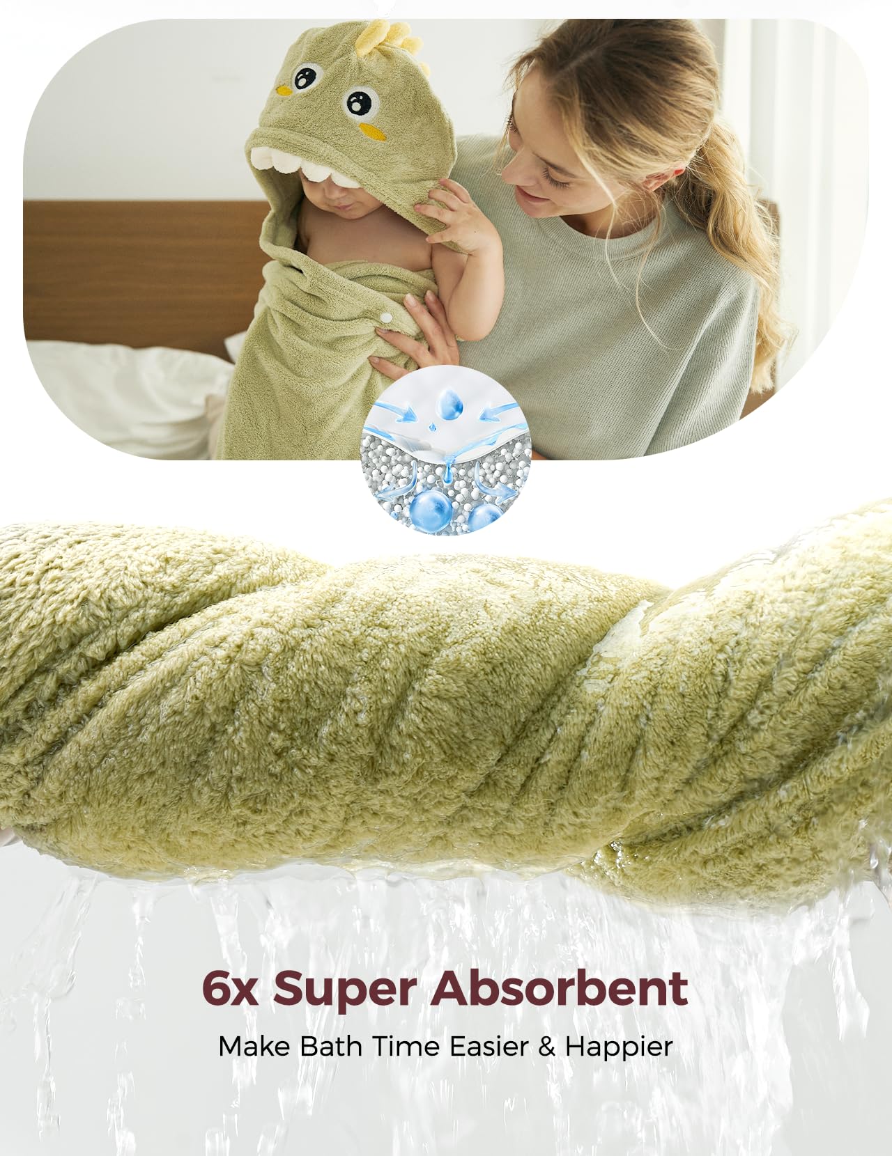 Momcozy plush towel keeps baby cozy between bath and diaper changes