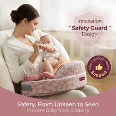 Momcozy spacious nursing nest expands with baby for longer feeding sessions.