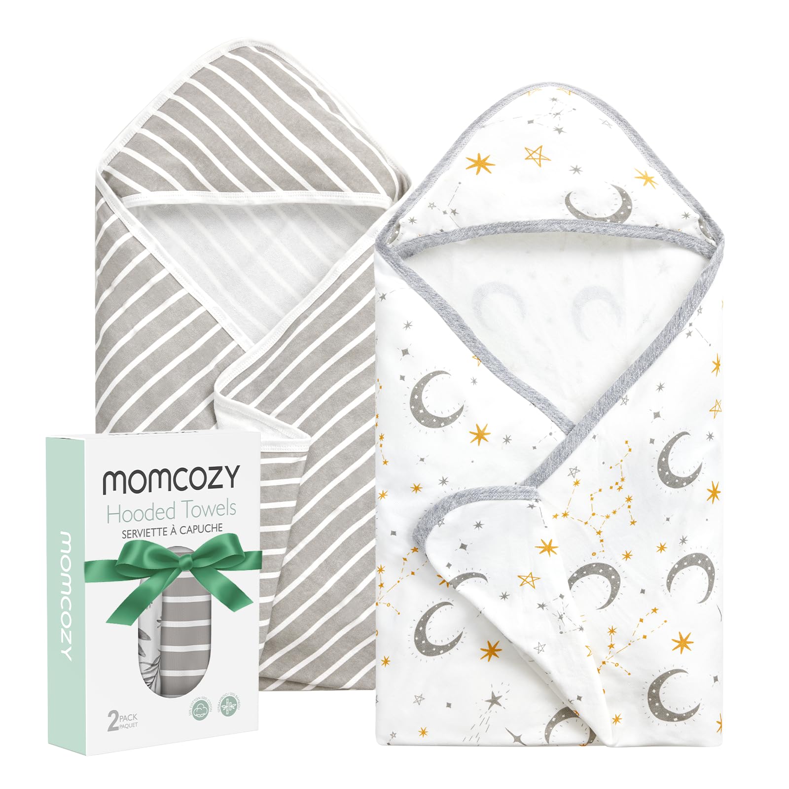 Momcozy Starry Sky hooded towel for babies offers warm bath time wrap