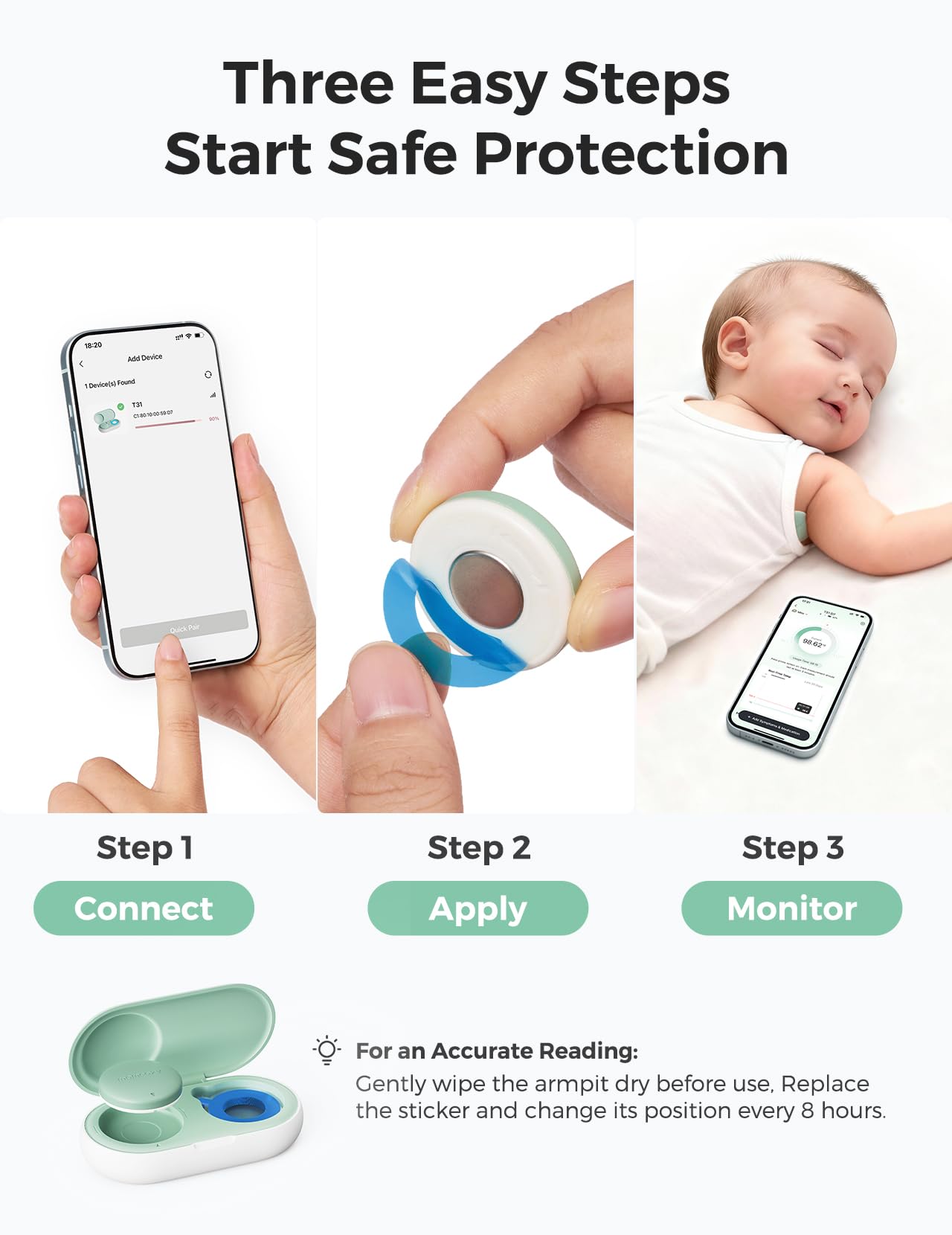 Momcozy storage case keeps the thermometer kit clean and portable.