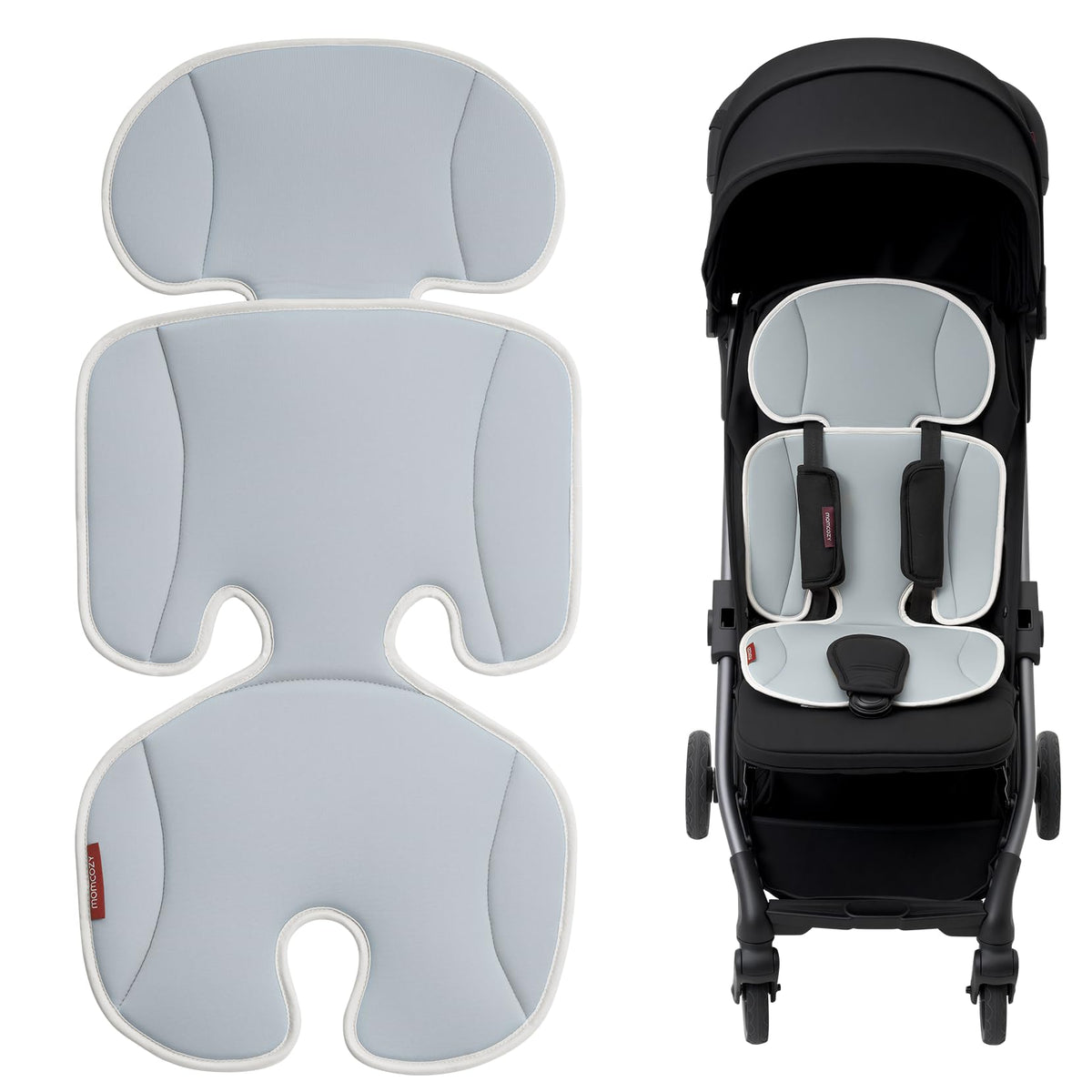 Momcozy stroller cooling pad soft-cover delivers breathable comfort during sunny strolls.