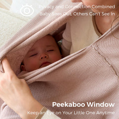 Momcozy brown nursing cover used as a stroller cover for on-the-go protection.