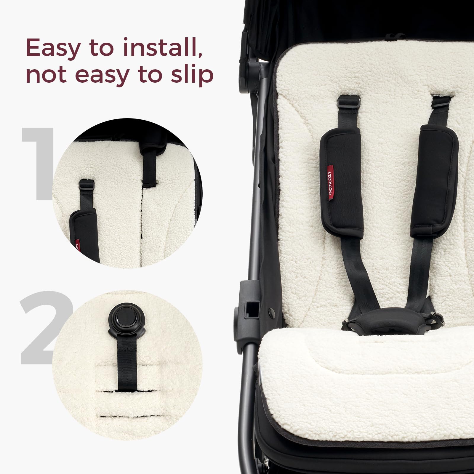 Momcozy stroller cushion is machine washable for easy cleaning.