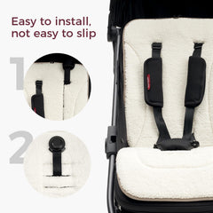 Momcozy stroller cushion easy installation with safety straps for a secure fit.