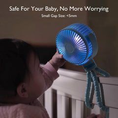Momcozy stroller fan with tiny gap for baby finger safety.