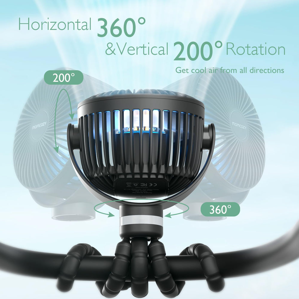 Momcozy travel clip secures the fan to car seats and strollers