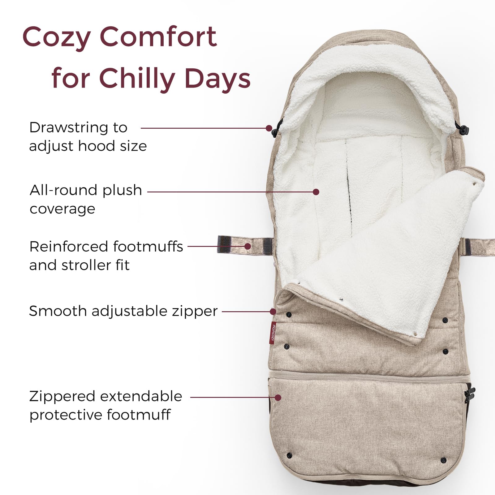 Momcozy anti-slip back keeps bunting bag in place on rides.