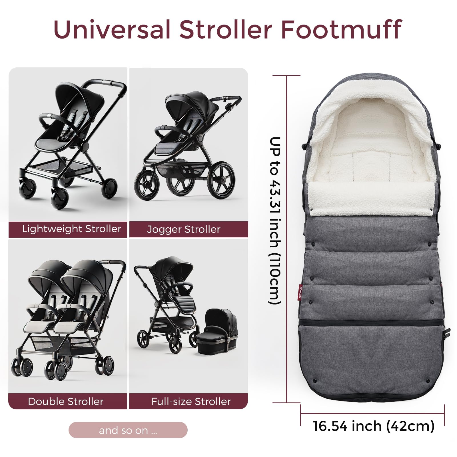 Momcozy Stroller Footmuff interior belt-slot design for secure harness compatibility