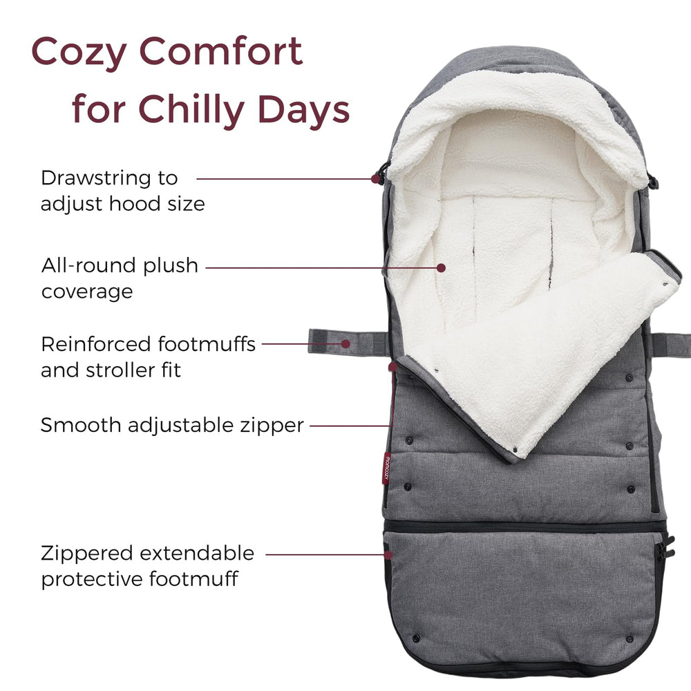Momcozy Stroller Footmuff extendable bottom shows growth-friendly design for growing babies