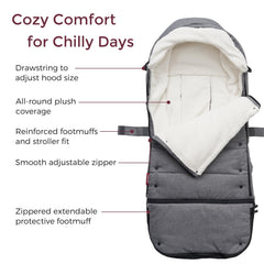 Momcozy Stroller Footmuff extendable bottom shows growth-friendly design for growing babies