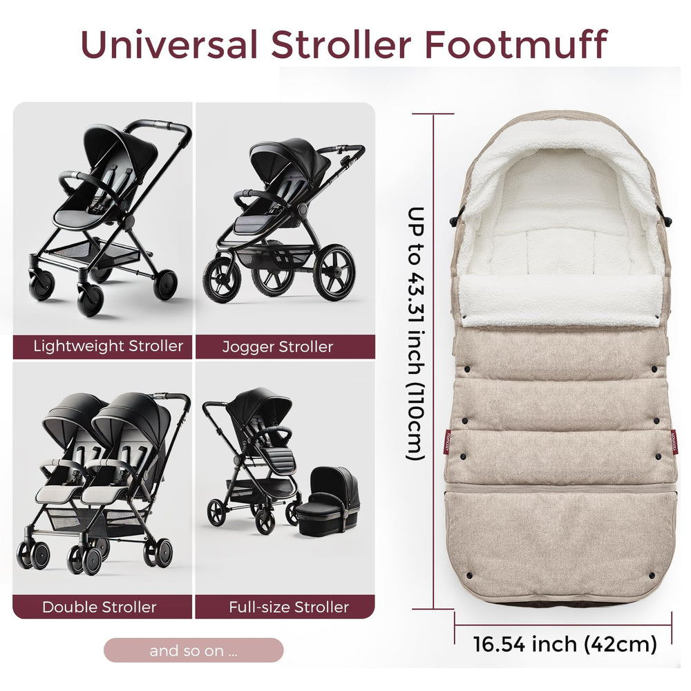 Momcozy footmuff side hoops reinforce secure fastening on strollers.