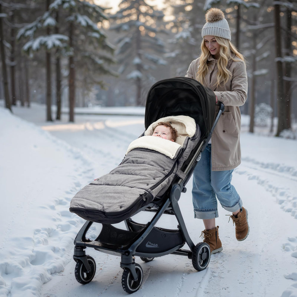 Momcozy Stroller Footmuff side hoops enable quick and stable fastening