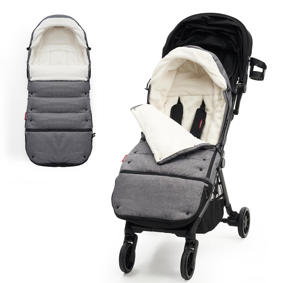Momcozy Stroller Footmuff soft fabric closeup for a cozy, skin-friendly touch during outings