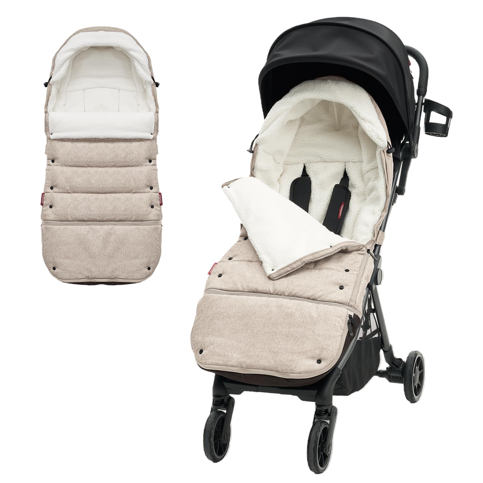 Momcozy stroller footmuff universal attachment demonstrates secure compatibility with most strollers.