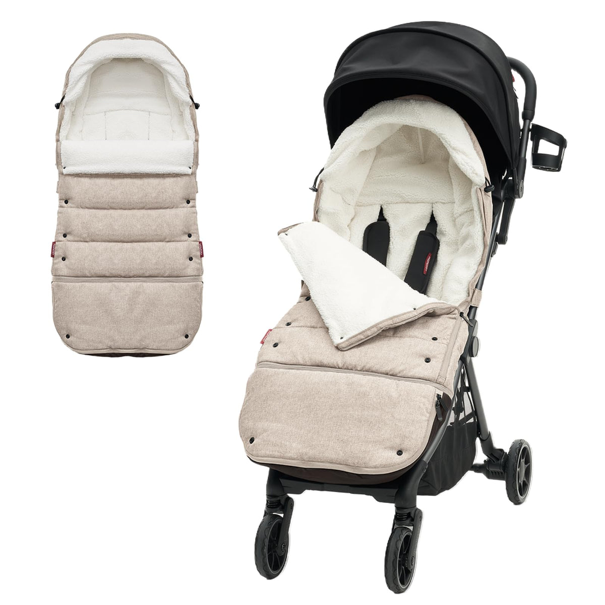 Momcozy stroller footmuff universal attachment demonstrates secure compatibility with most strollers.