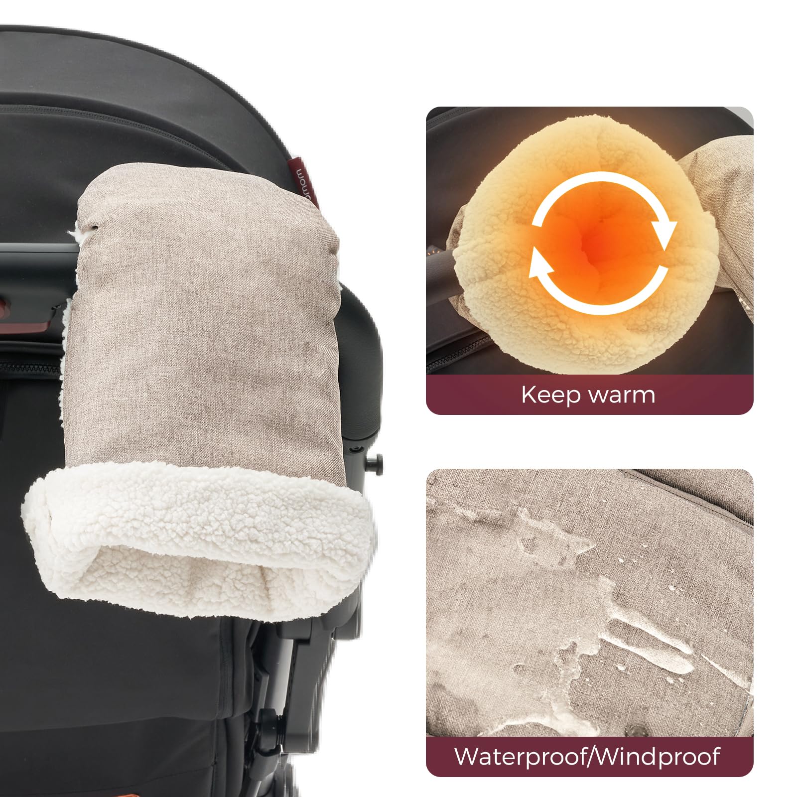Folded cuffs show adjustable coverage for varying conditions