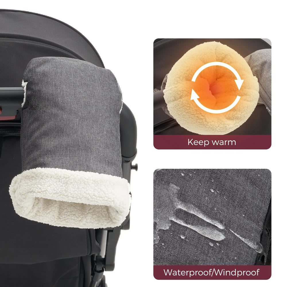 Momcozy Stroller Gloves universal compatibility fits most handlebars.