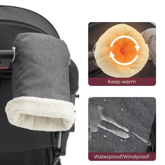 Momcozy Stroller Gloves universal compatibility fits most handlebars.