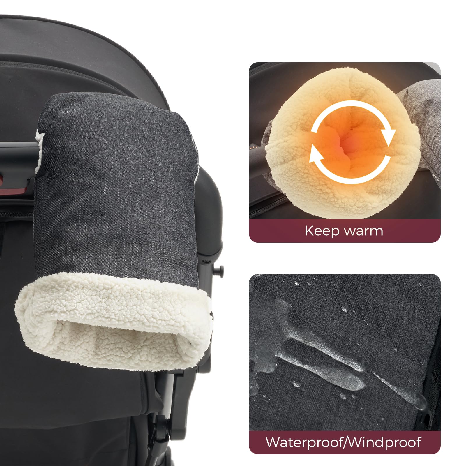 Momcozy Warmmuffs adapting to most strollers with adjustable coverage and secure zippers