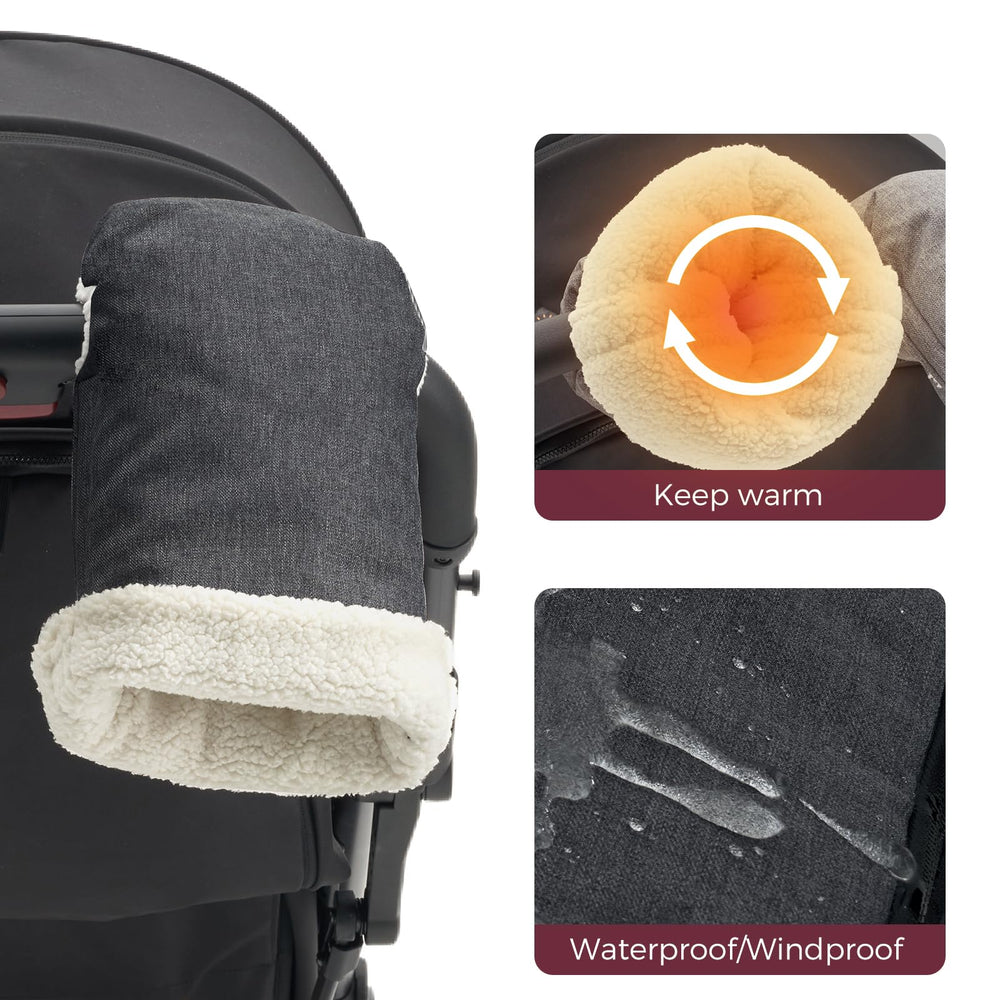 Momcozy Warmmuffs adapting to most strollers with adjustable coverage and secure zippers
