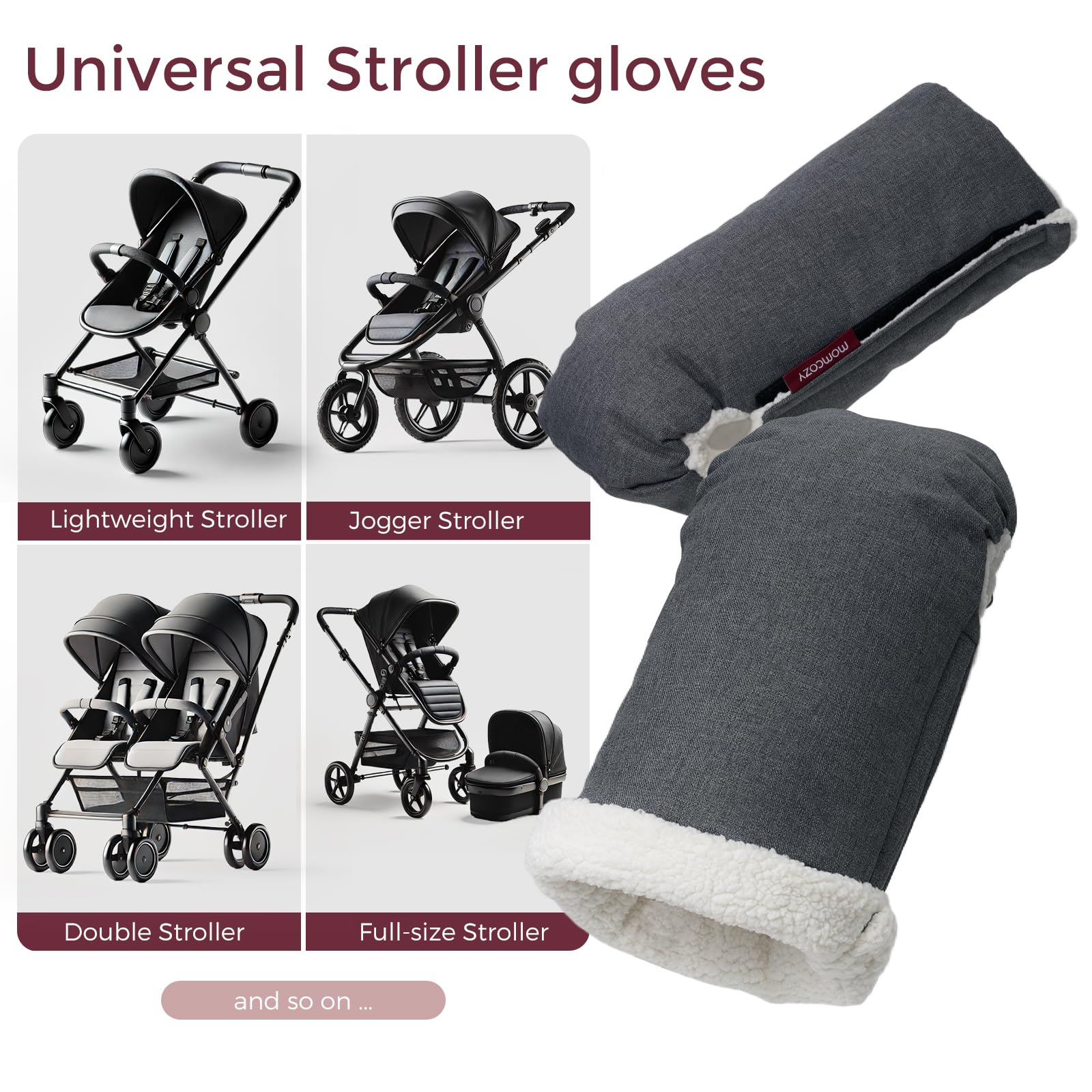 Momcozy weather-proof mittens keeping hands warm and dry during winter strolls