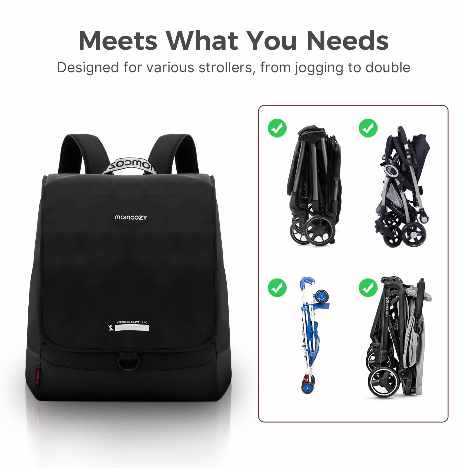 Momcozy stroller travel bag durable material with thick bottom protection.