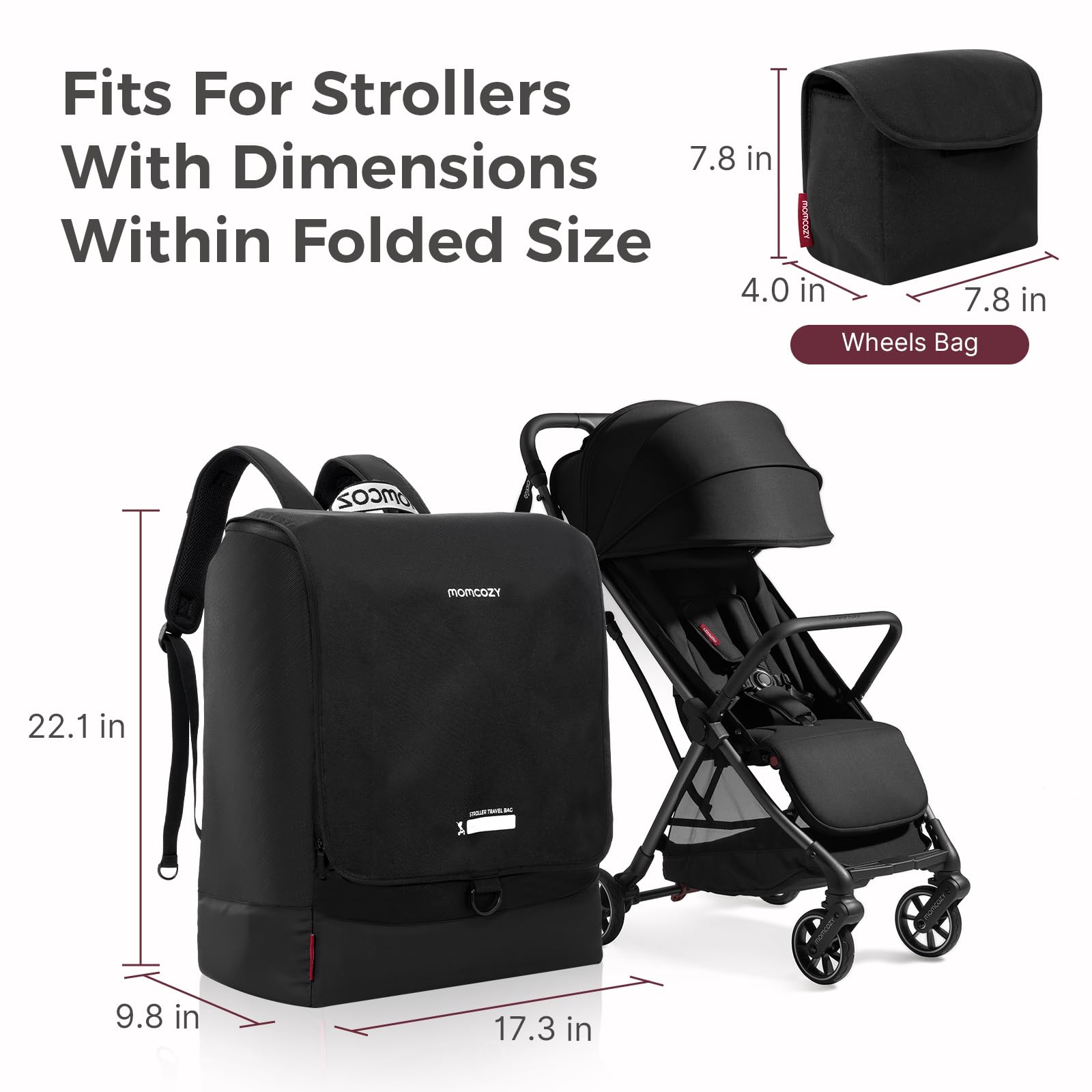 Momcozy stroller travel bag ultra-light design for effortless handling.