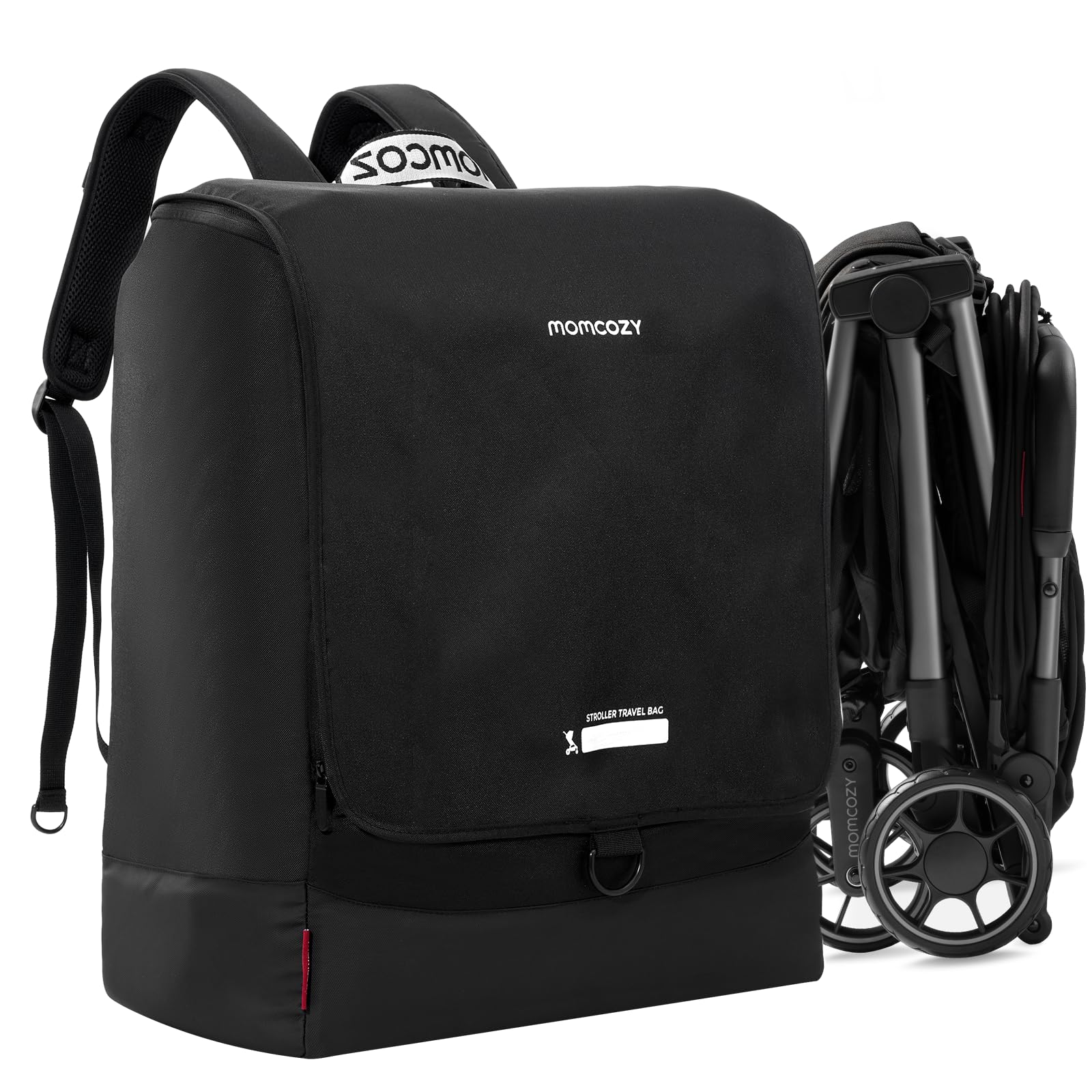 Momcozy stroller travel bag universal fit with quick access zippers for easy packing.